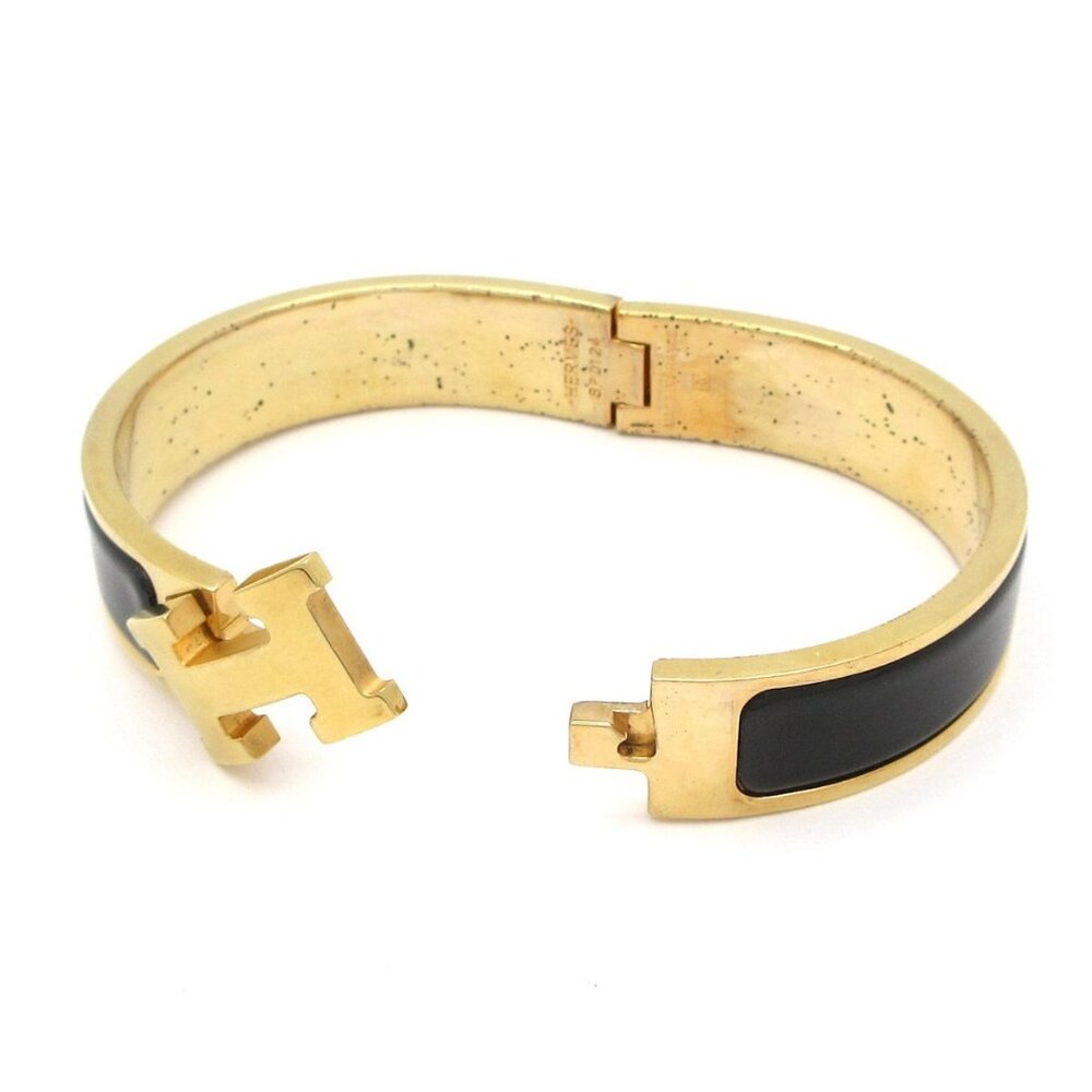 HERMES Clic H Gold Black Hardware Bangle - Picture 10 of 10